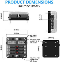 12V Fuse Box 6 Way 12 Volt Fuse Block ATO/ATC with LED Indicator Light