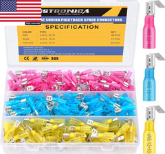 200PCS Heat Shrink Piggyback Spade Connectors, 22-10 AWG Piggyback Wire Connecto