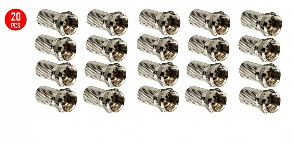 NEW 20 Pack F-type Male Twist On Connector for RG6 Coaxial Coax Antenna Cable v2