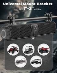 KEMIMOTO Midnight 60 26″RGB UTV Sound Bar 500W Peak Power IP66 for ATV Golf Cart