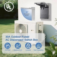 30 Amp Fused AC Disconnect Box, 120/240VAC Pull-Out Switch NEMA 3R Outdoor Me…