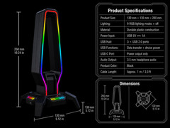 RGB Gaming Headset Stand USB Hub 3 Port Headphone Holder Type-C Desk Stand