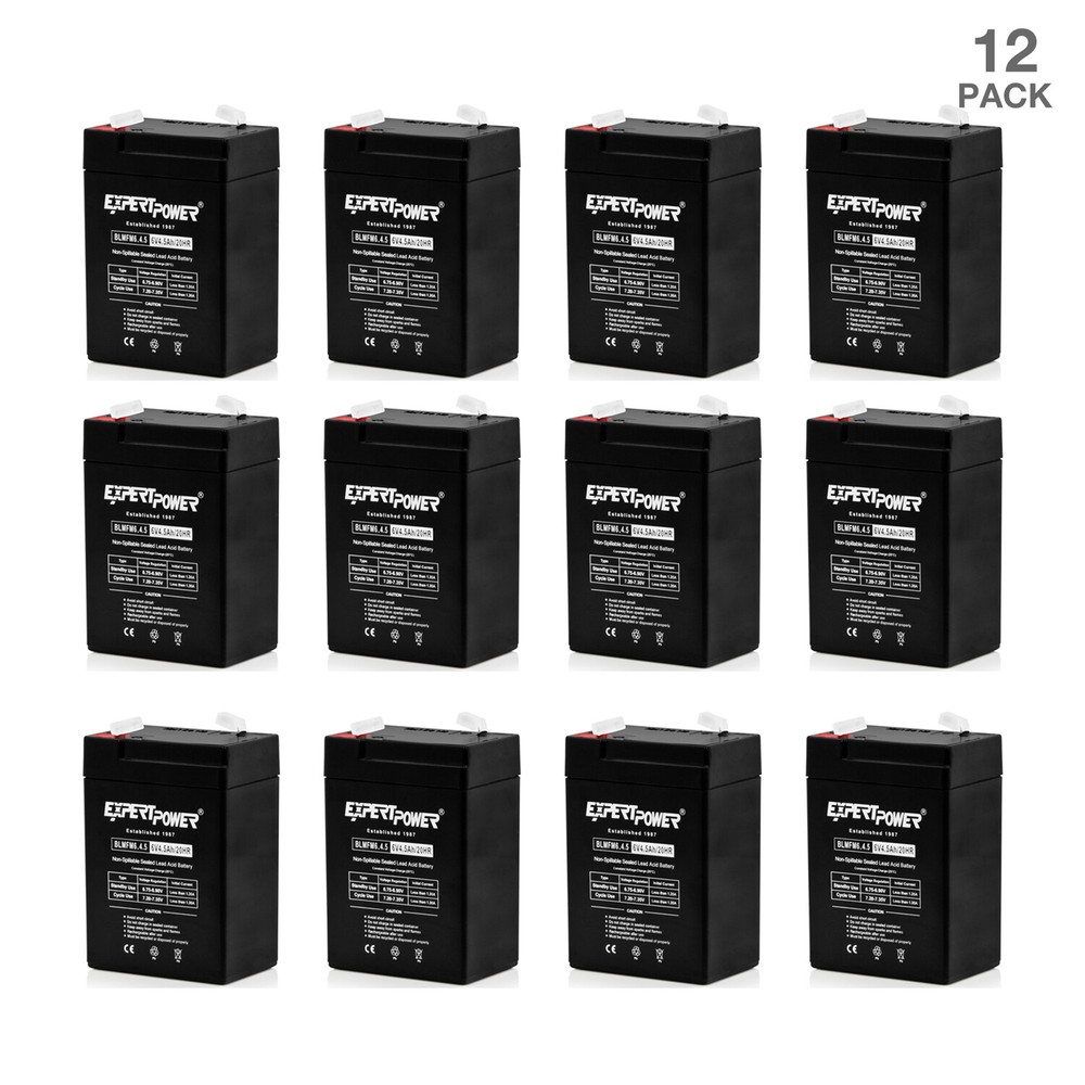 12 Pack – ExpertPower 6 Volts 4.5 Ah AGM SLA Rechargeable Batteries