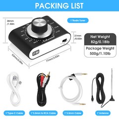 Mini 87-108Mhz FM Radio Tuner Portable Stereo Bluetooth 5.0 Receiver for Speaker