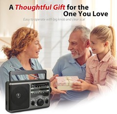 Stylish AM/FM Portable Radio: Ideal Gift with 3.5mm Jack & Easy-to-Use Design