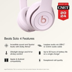 Beats Solo 4 MUW33LL/A Cloud Pink Wireless Headphones – Excellent Condition