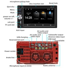 Double 2 DIN Car Stereo DVD CD Player 6.2″ Touchscreen Head Unit BT Carplay CAM