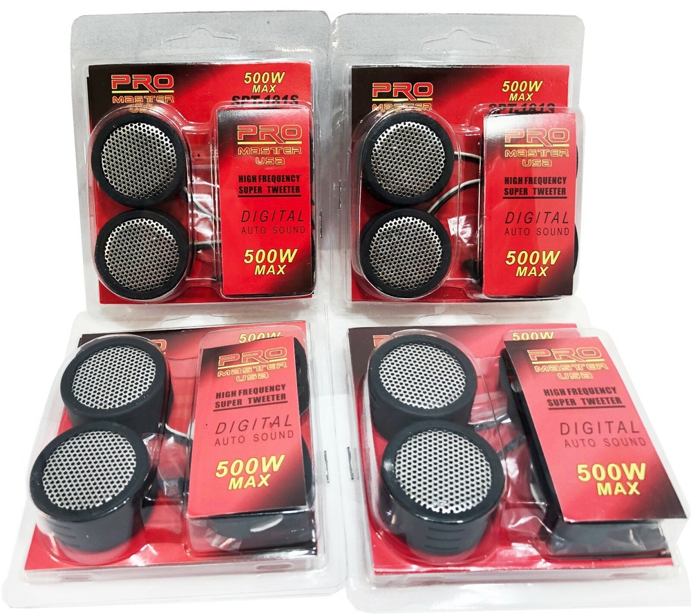4 Pairs of 1 Inch Car Tweeters Silver Super High Frequency Micro Dome Piezo