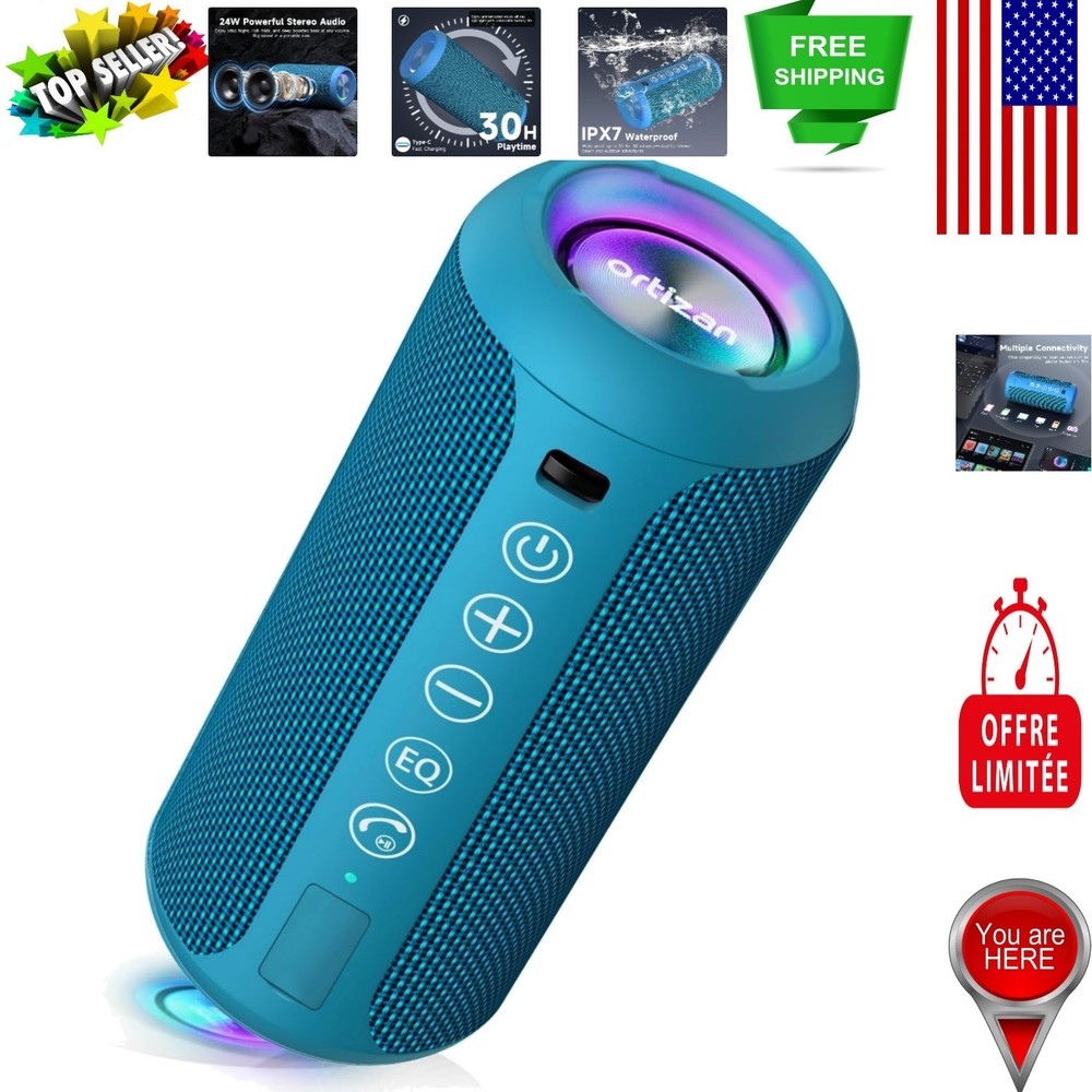 24W Wireless Outdoor Speaker with Dual Pairing & Hi-Fi Sound – 30 Hours Playtime