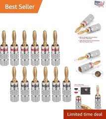 Universal Banana Plugs Audio Jack Connectors, Secure Dual Lock Design – 6 Pairs