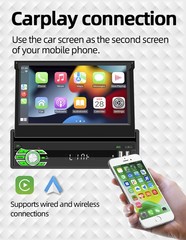 4+64GB Single 1DIN 7″ Car Stereo Radio Apple Carplay Android 15 GPS Retractable