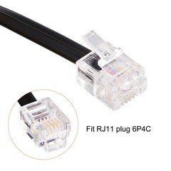 2 x Phone Cord 1.64FT Telephone Cable Phone Line Cord RJ11 6P4C Plugs Black