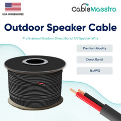 16AWG 500ft Outdoor Speaker Cable Direct Burial UV Wire Audio CL2 16/2 Gauge