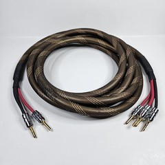 Bi-Wire Speaker Cable Single Flex Braided 2 to 4 Plugs 11 Ft. Long