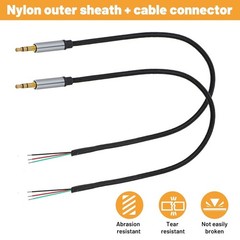 2 Pack Replacement 3.5mm Male Plug to Bare Wire Audio Repair Cable – 12in