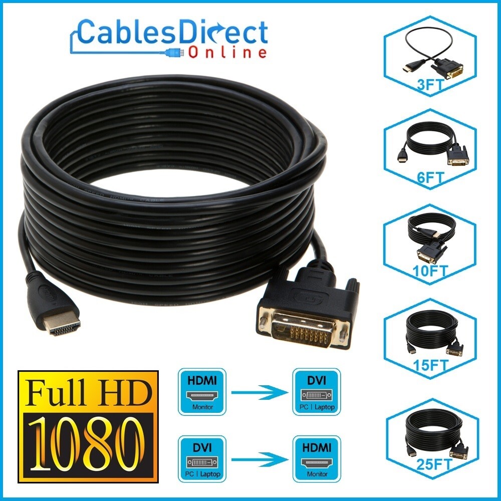 DVI-D to HDMI Cable Monitor Cord PC Laptop Monitor LCD Projector Display Adapter