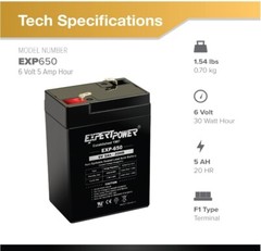 6 Volt 5Ah Sealed Lead Acid Multipurpose Battery for Alarms, Motorcycles, ATVs