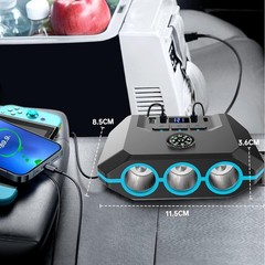 7-in-1 Car Cigarette Lighter Socket 3-USB Charger Splitter Outlet Power Adapter