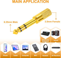 4 Pack 3.5mm to 6.35mm Audio Jack Adapter Set for Headphones Guitar Amp
