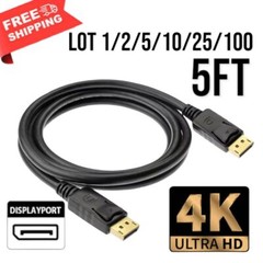 Lot of 1-10 5FT DisplayPort to Display Port Cable DP to DP 4K UHD Video Cord USA
