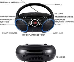 Portable CD Player W/ AM/FM Stereo Radio Blue/Black
