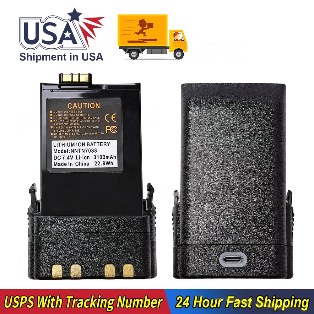 NNTN7038 USB-C Li-ion Battery 3100mAh For Motorola APX6000 APX7000 APX8000 Radio