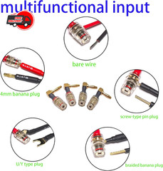 WJSTN Banana Plug to 4mm Female Jack Adapter, Speaker Audio Connectors, 4-Pack