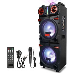 Dual 10″ Subwoofer Bluetooth Speaker 9000W Rechargable Party w/LED FM Karaok DJ