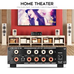 HiFi 4-way Stereo Audio Switcher Box Preamp Analog RCA Splitter w/Volume Control