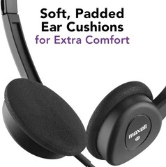 Maxell 197326 Wired On-Ear Headphones with In-Line Mic & USB-C Connector