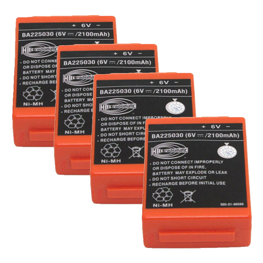 4 Pack 2100mAh BA225030 6V Rechargeable HBC Radiomatic Remote Control Battery