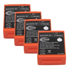 4 Pack 2100mAh BA225030 6V Rechargeable HBC Radiomatic Remote Control Battery