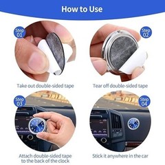 Mini Car Clock Stick on Dashboard Color: Black, WhiteItem Package Quantity: 2