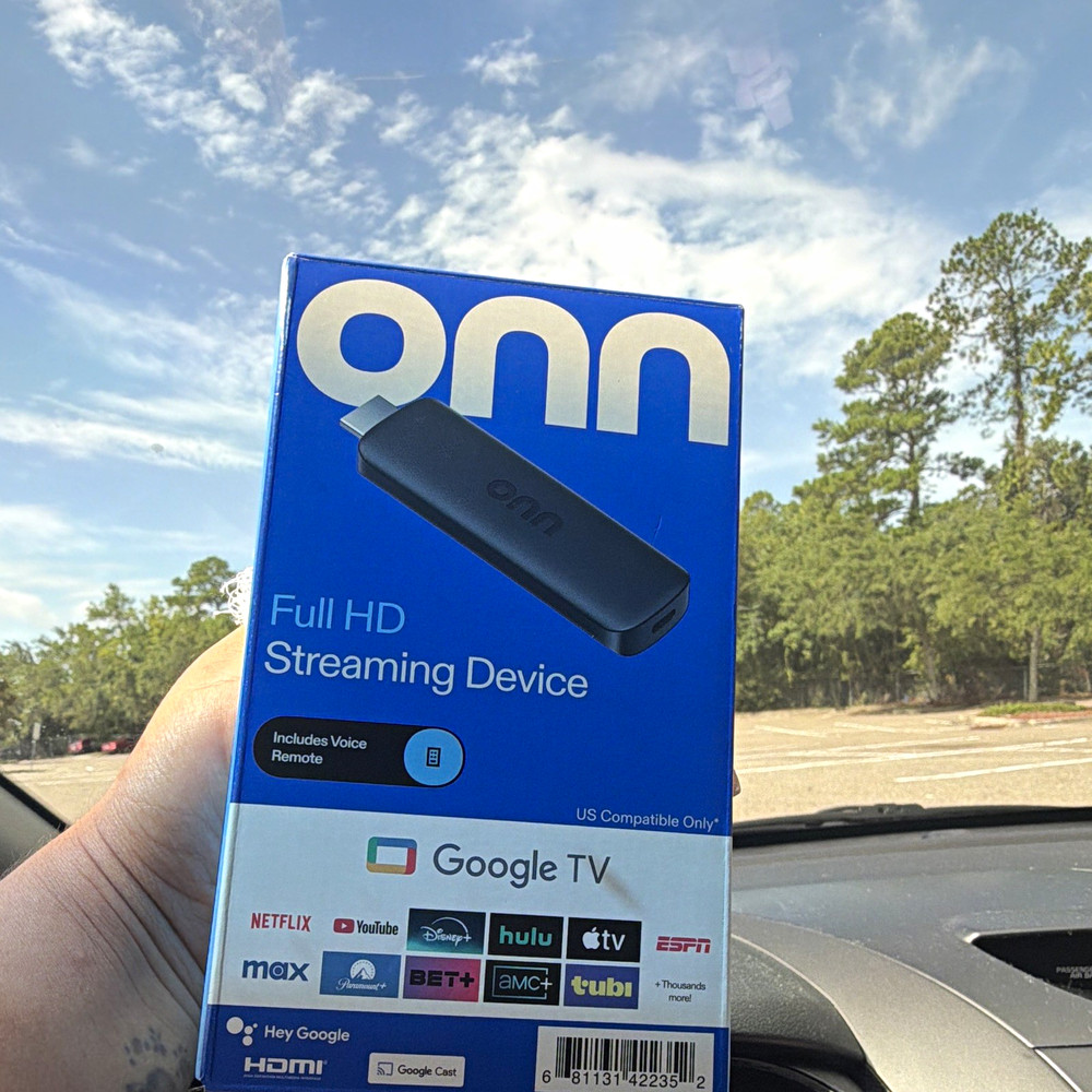 onn. Full HD Streaming Dongle Google TV 1080p Wi-Fi HDMI Voice Remote Black