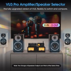 VU3 PRO Dual Analog VU Meter, 2-Way Amplifier Switch, Speaker Selector, Amp A…