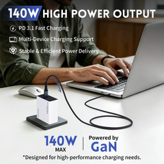 240W Pure Sine Wave Power Inverter For Dewalt 20V & 140W PD 3.1 GaN Fast Charger