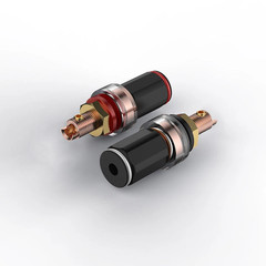 4Pcs Red Copper Plated Speaker Binding Post HiFi Banana Female Terminal Adapter