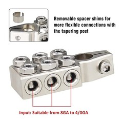 Battery Terminal Clamps 1/0 2 4 8 AWG Gauge 12-Way Connectors Positive Negative