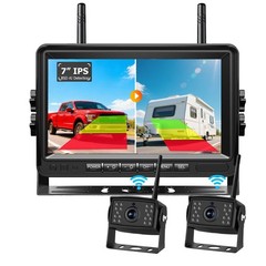 1080P Wireless RV Backup Camera Side View 7″ DVR Split Monitor for Truck Trailer