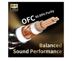 YYTCG Hi-Fi Audio RCA Cable Gld Pltd Shielded OFC Copper 7mm Nylon Braided 9.4ft
