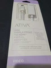 Ativa Mini DisplayPort to HDMI Pigtail Adapter -White- New!