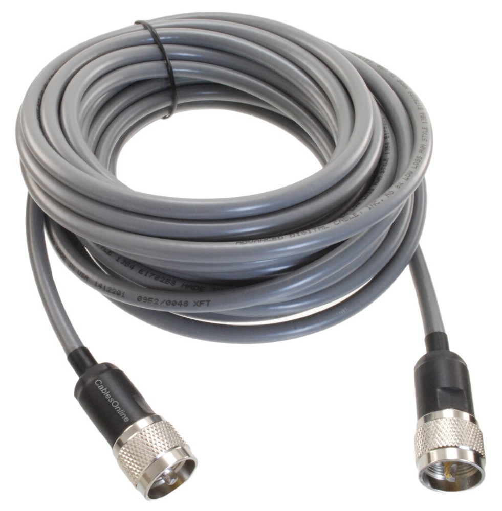 30ft RG-8/U-Mini (RG8X) Coax UHF PL-259 Male/Male Grey Coax Cable, R-U8030