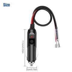 2* Built-in 15A Fused Car Cigarette LED Lighter Adapter Power Male Plug W/ Leads