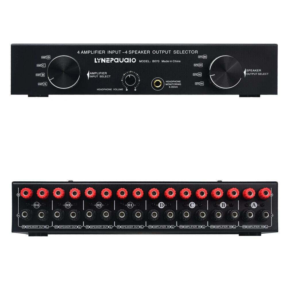 Selector Switcher Speaker Switch 4 Input 4 output Power Amplifier Speaker NEW