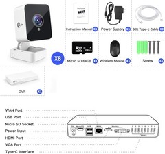 XVIM 8CH DVR 1080P Security Camera System Night Vision Monitor Cloud CCTV System