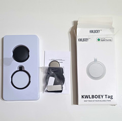 KWLBOEY Tag Tracker Compatible with Apple Find My w/ Keychain White/Black