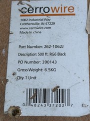 RG6/18AWG Bulk Coax HD Video Cable Black