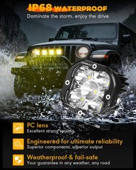AUXBEAM 3″ LED Work Light Bar Cube Pods Driving Fog Ditch Lights + Covers Shield