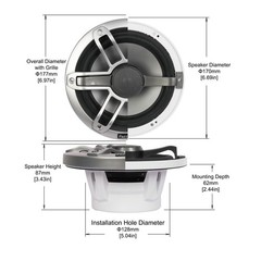 1 Pair 6-1/2″ 2-Way Marine Boat Speakers 12V RGB LED Lighting 150W Audio Systems