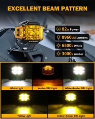 8X AUXBEAM 4” LED Work Driving Light Pods Ditch Fog Dual Side Shooter Amber DRL